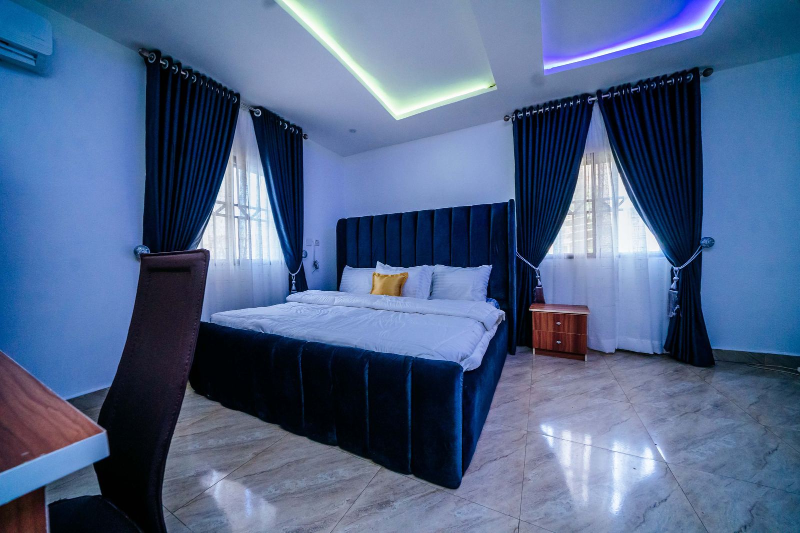 The Aurora Royal with colored mood lighting, angle 2