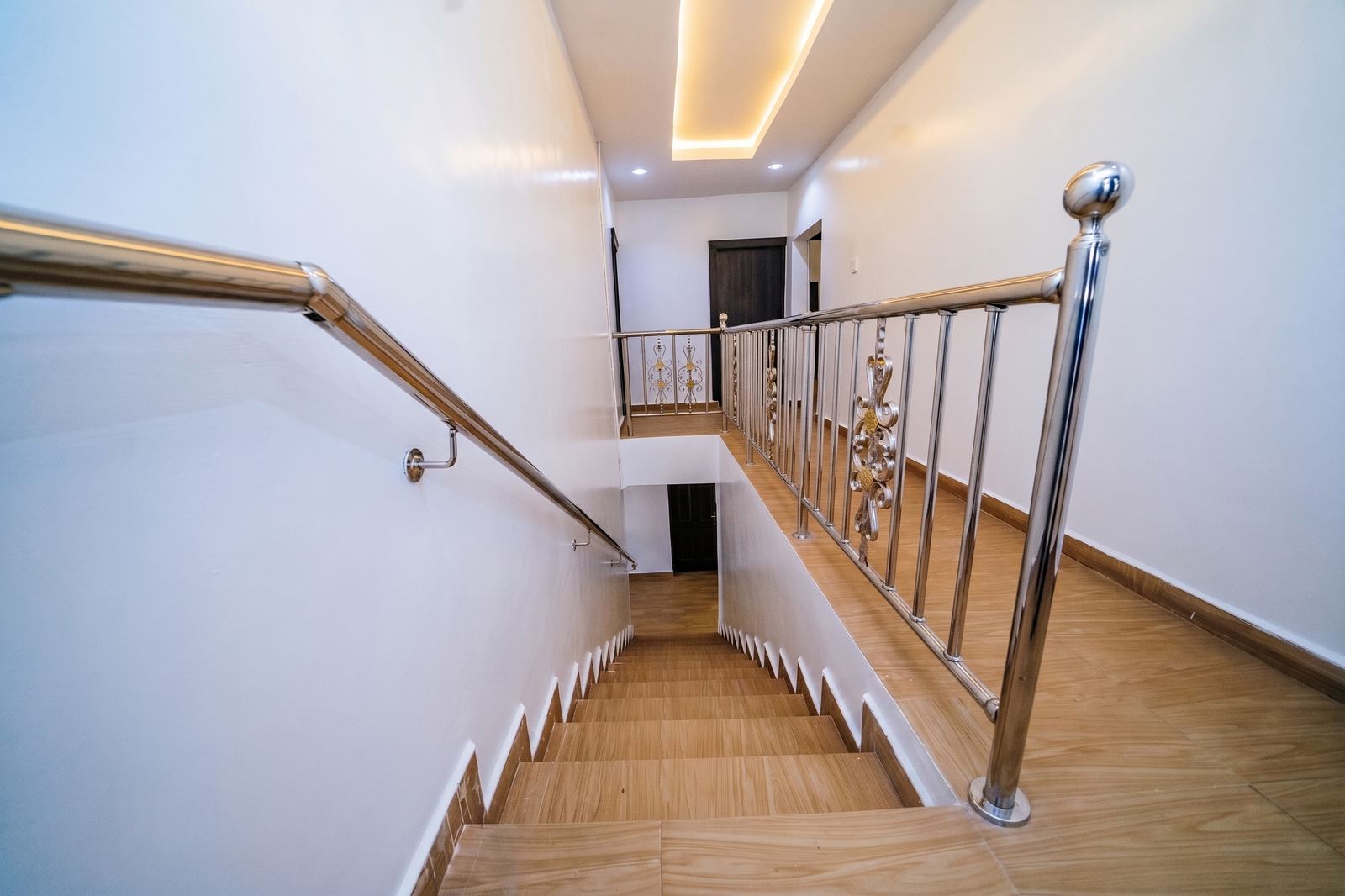 Staircase with ornate railing