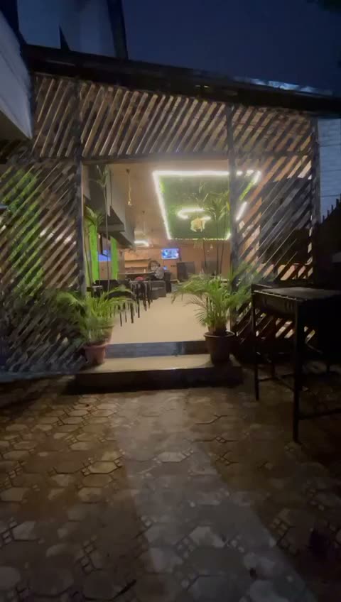 Video of the on-site lounge and bar area at night
